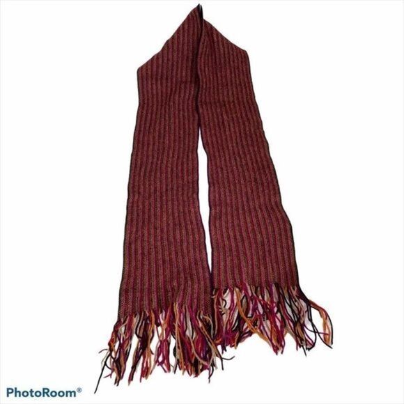 Express Wool beautiful multi color knit fringe scarf - Picture 3 of 5